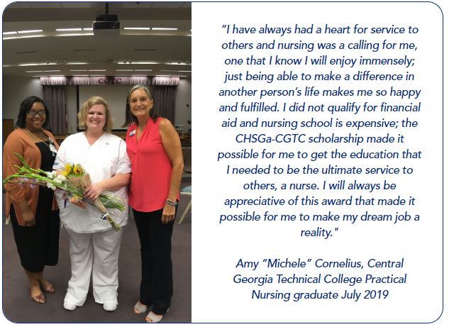 Image of student holding a bouquet of roses next to a quote from a nursing graduate